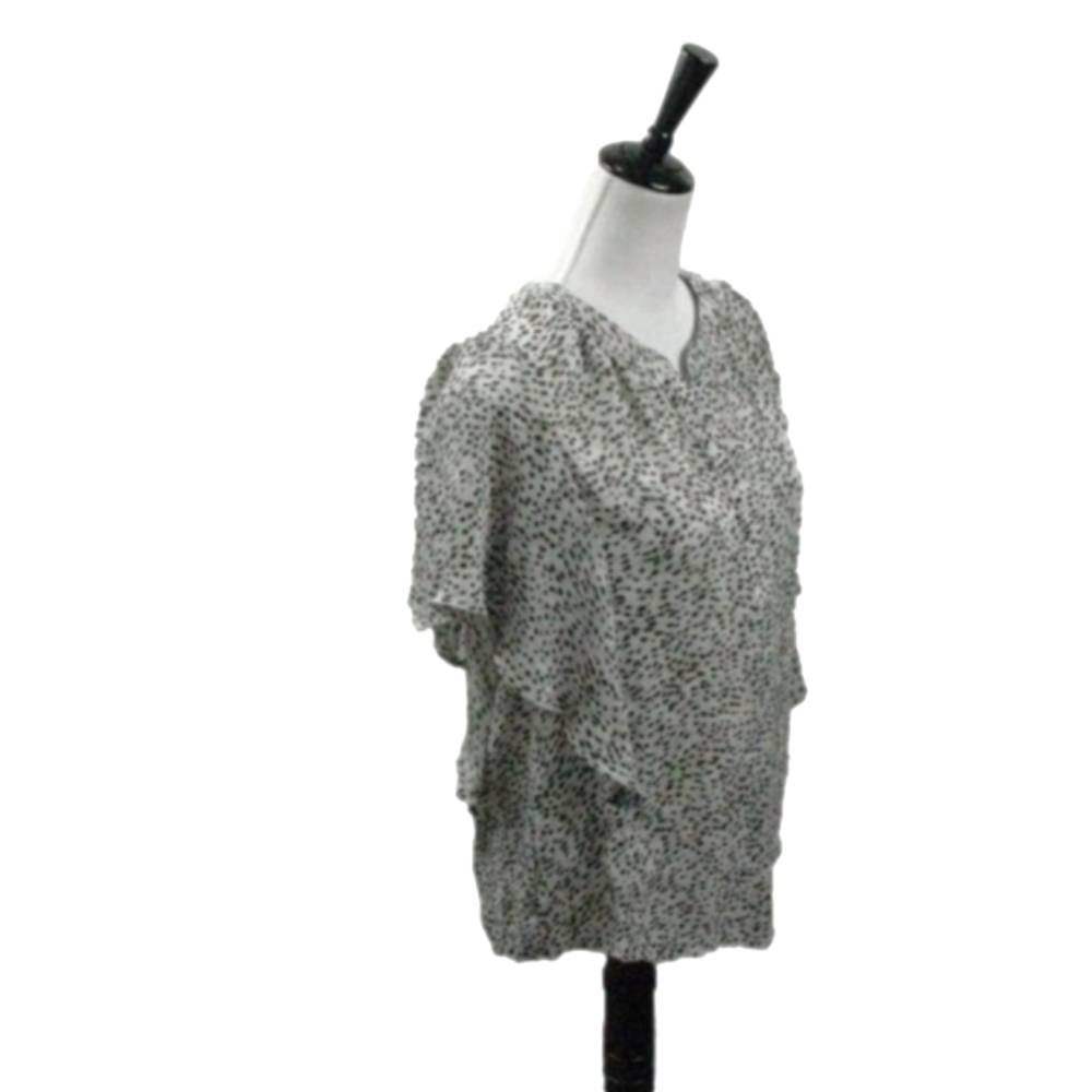 Chaps White/Green Patterned V-Slit Butterfly Slee… - image 4